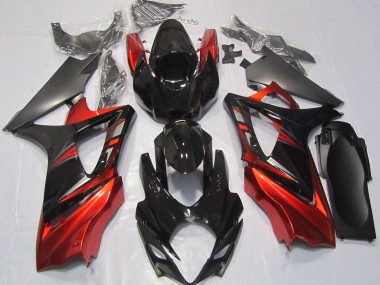 2007-2008 Noir Brillant & Rouge Suzuki GSXR 1000 Carénage Moto