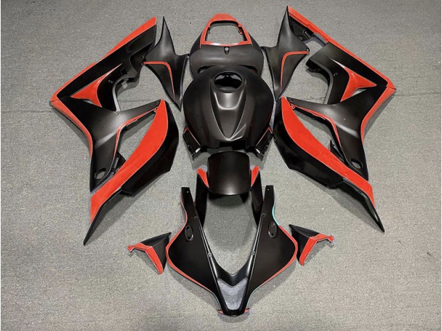 2007-2008 Noir Mat & Rouge Honda CBR600RR Carénage Moto