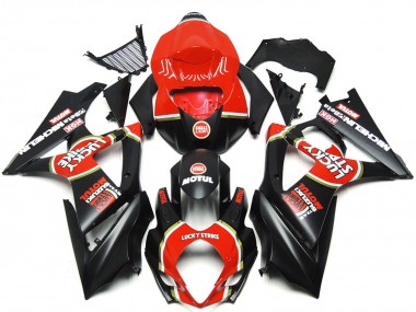 2007-2008 Noir Mat Vibrant Personnalisé Lucky Strike Suzuki GSXR 1000 Carénage Moto