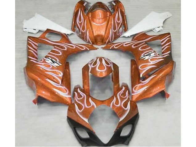 2007-2008 Orange Brillant & Blanc Flamme Suzuki GSXR 1000 Carénage Moto