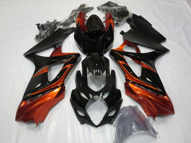 2007-2008 Orange Brûlé & Noir Suzuki GSXR 1000 Carénage Moto