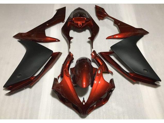 2007-2008 Orange Foncé Brillant & Noir Yamaha R1 Carénage Moto 2007-2008 Orange Foncé Brillant & Noir Yamaha R1 Carénage Moto