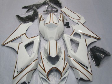 2007-2008 Rayure Épingle Orange Blanc Brillant Suzuki GSXR 1000 Carénage Moto