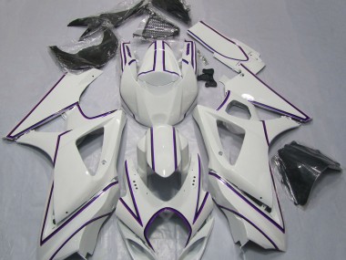 2007-2008 Rayure Épingle Violet Blanc Brillant Suzuki GSXR 1000 Carénage Moto