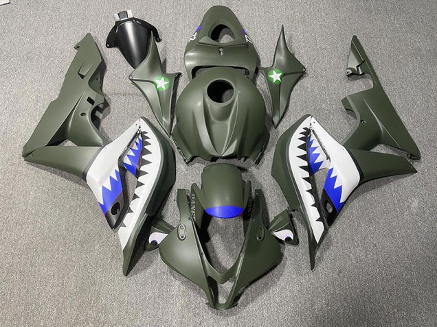 2007-2008 Requin Vert Mat & Bleu Honda CBR600RR Carénage Moto 2007-2008 Requin Vert Mat & Bleu Honda CBR600RR Carénage Moto