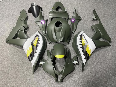 2007-2008 Requin Vert Mat & Jaune Honda CBR600RR Carénage Moto