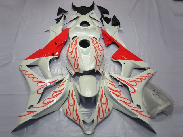 2007-2008 Rosso Fiamma Su Bianco Honda CBR600RR Carénage Moto 2007-2008 Rosso Fiamma Su Bianco Honda CBR600RR Carénage Moto