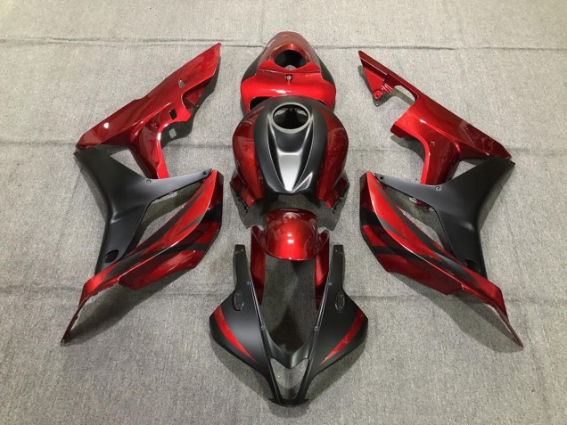 2007-2008 Rouge Profond & Noir Mat Honda CBR600RR Carénage Moto