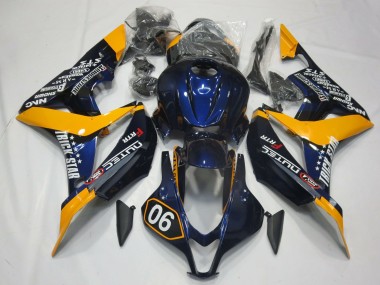 2007-2008 Spécial Bleu Profond & Jaune Honda CBR600RR Carénage Moto