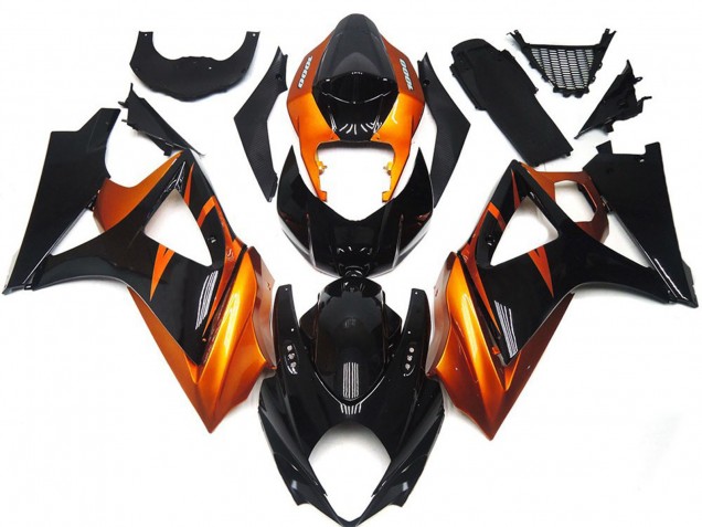 2007-2008 Style Orange & Noir Brillant Suzuki GSXR 1000 Carénage Moto