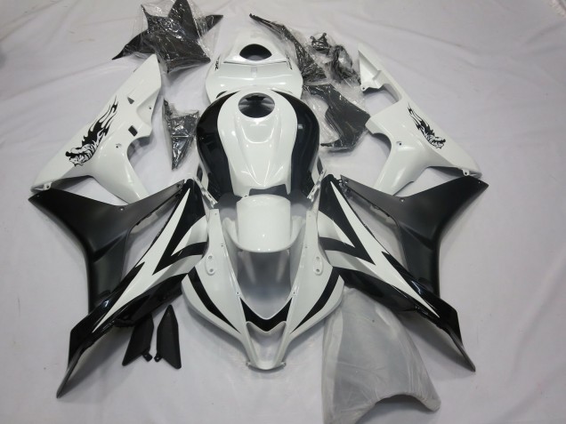 2007-2008 Style Personnalisé OEM Blanc & Noir Honda CBR600RR Carénage Moto