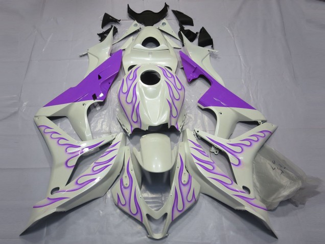 2007-2008 Violet Flamme Sur Blanc Honda CBR600RR Carénage Moto