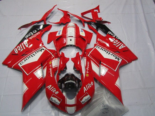 2007-2014 Alice & Marlboro Ducati 848 1098 1198 Carénage Moto 2007-2014 Alice & Marlboro Ducati 848 1098 1198 Carénage Moto