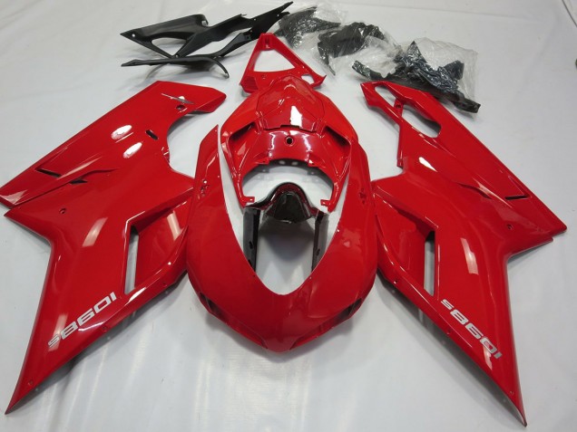 2007-2014 OEM Style Rouge Brillant Ducati 848 1098 1198 Carénage Moto