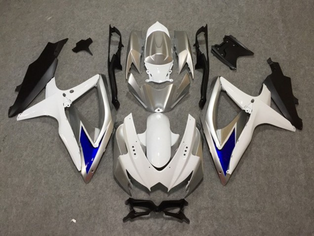 2008-2010 Argent Blanc Bleu Suzuki GSXR 600-750 Carénage Moto 2008-2010 Argent Blanc Bleu Suzuki GSXR 600-750 Carénage Moto