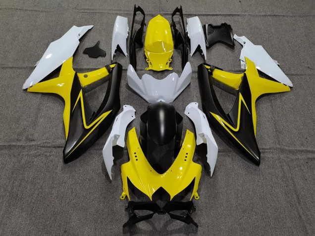2008-2010 Jaune Brillant & Blanc Suzuki GSXR 600-750 Carénage Moto 2008-2010 Jaune Brillant & Blanc Suzuki GSXR 600-750 Carénage Moto