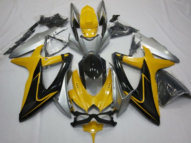2008-2010 Jaune Noir & Argent Suzuki GSXR 600-750 Carénage Moto 2008-2010 Jaune Noir & Argent Suzuki GSXR 600-750 Carénage Moto