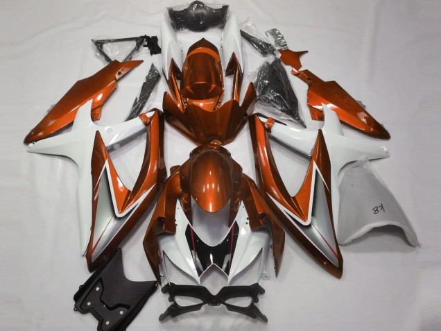 2008-2010 Orange Brillant & Blanc Suzuki GSXR 600-750 Carénage Moto 2008-2010 Orange Brillant & Blanc Suzuki GSXR 600-750 Carénage Moto