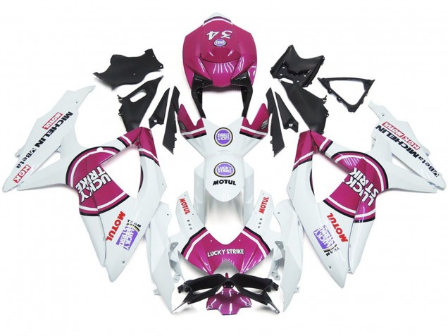 2008-2010 Rose 34 Lucky Strike Suzuki GSXR 600-750 Carénage Moto 2008-2010 Rose 34 Lucky Strike Suzuki GSXR 600-750 Carénage Moto