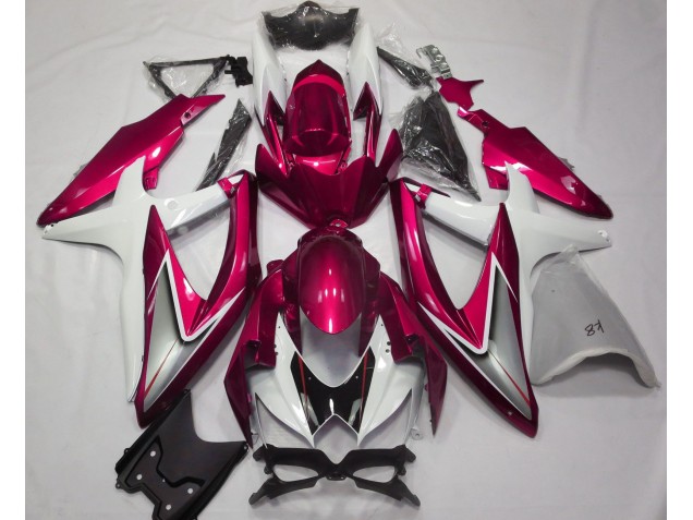2008-2010 Rouge Brillant & Blanc Suzuki GSXR 600-750 Carénage Moto 2008-2010 Rouge Brillant & Blanc Suzuki GSXR 600-750 Carénage Moto