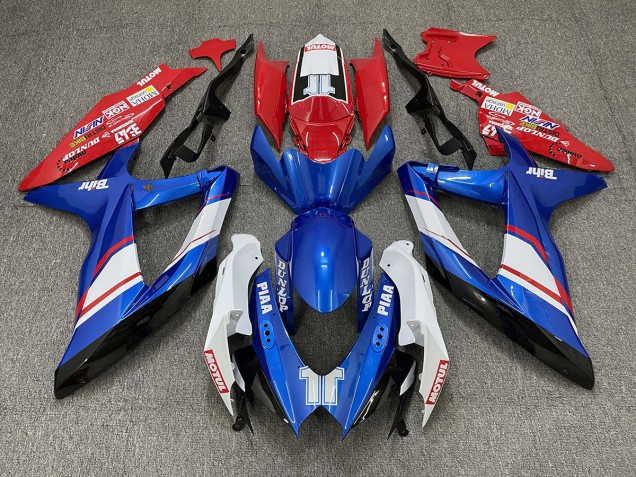 2008-2010 Style Personnalisé Brillant Rouge Bleu & Blanc Suzuki GSXR 600-750 Carénage Moto