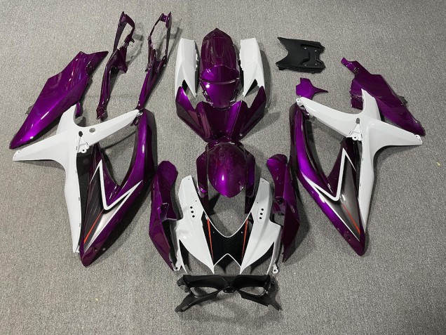 2008-2010 Violet Brillant & Blanc Suzuki GSXR 600-750 Carénage Moto 2008-2010 Violet Brillant & Blanc Suzuki GSXR 600-750 Carénage Moto