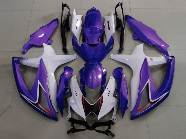 2008-2010 Violet Brillant & Blanc Suzuki GSXR 600-750 Carénage Moto 2008-2010 Violet Brillant & Blanc Suzuki GSXR 600-750 Carénage Moto