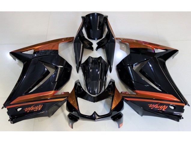2008-2012 Noir Brillant & Orange Kawasaki Ninja 250 Carénage Moto