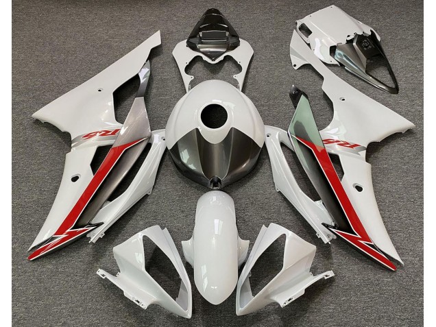 2008-2016 Blanc Brillant Argent & Rouge Yamaha R6 Carénage Moto