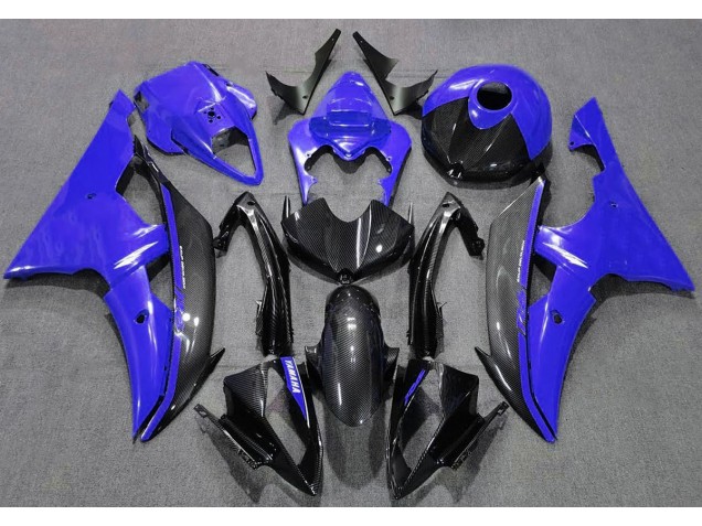 2008-2016 Bleu Brillant & Fiber De Carbone Yamaha R6 Carénage Moto