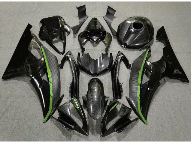 2008-2016 Fibre De Carbone & Vert Yamaha R6 Carénage Moto