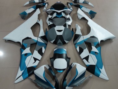 2008-2016 Neige Bleu Glacier Camo Yamaha R6 Carénage Moto