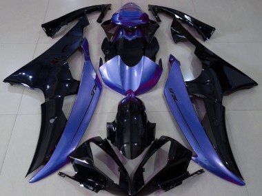 2008-2016 Noir Brillant & Bleu Clair Yamaha R6 Carénage Moto