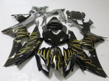 2008-2016 Noir Brillant & Flamme Yamaha R6 Carénage Moto