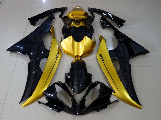 2008-2016 Noir Brillant & Or Yamaha R6 Carénage Moto 2008-2016 Noir Brillant & Or Yamaha R6 Carénage Moto