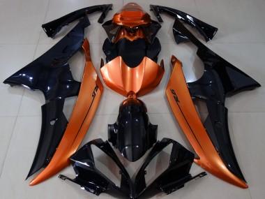 2008-2016 Noir Brillant & Orange Clair Yamaha R6 Carénage Moto