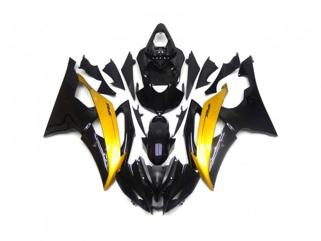 2008-2016 Noir & Or Brillant Yamaha R6 Carénage Moto 2008-2016 Noir & Or Brillant Yamaha R6 Carénage Moto