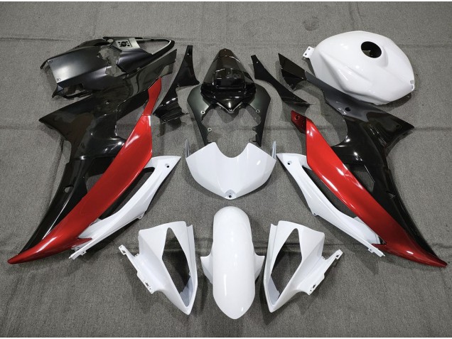 2008-2016 Personnalisé Rouge Noir & Blanc Yamaha R6 Carénage Moto