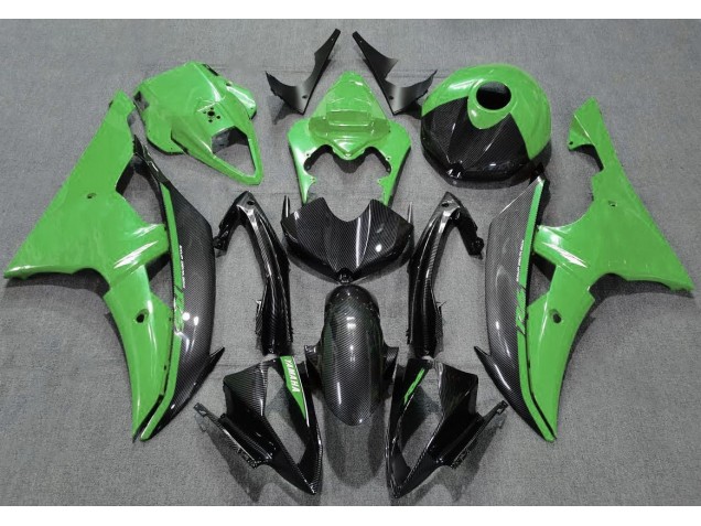 2008-2016 Vert Brillant & Fibre De Carbone Yamaha R6 Carénage Moto 2008-2016 Vert Brillant & Fibre De Carbone Yamaha R6 Carénage Moto