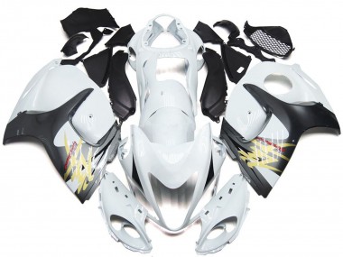 2008-2020 Blanc Brillant Avec Style Argenté Suzuki GSXR 1300 Carénage Moto
