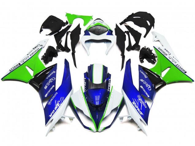 2009-2012 Bleu Profond Vert & Blanc Kawasaki ZX6R Carénage Moto 2009-2012 Bleu Profond Vert & Blanc Kawasaki ZX6R Carénage Moto