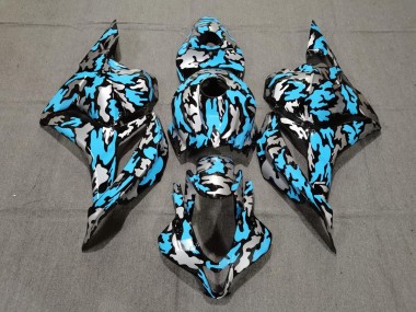 2009-2012 Personnalisé Bleu / Argent Camo Honda CBR600RR Carénage Moto