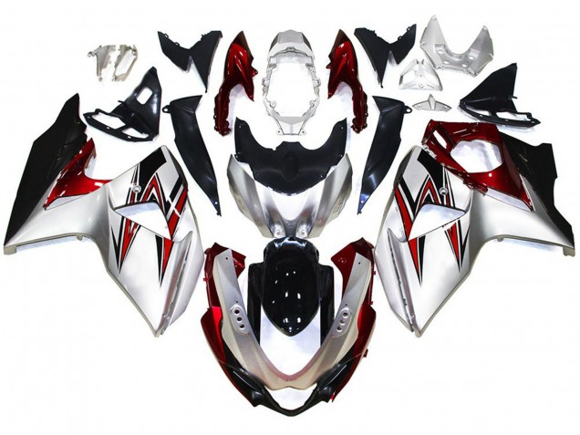 2009-2016 Argent Avec Des Reflets Rouges Suzuki GSXR 1000 Carénage Moto 2009-2016 Argent Avec Des Reflets Rouges Suzuki GSXR 1000 Carénage Moto