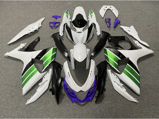 2009-2016 Blanc Brillant Vert Noir & Violet Suzuki GSXR 1000 Carénage Moto 2009-2016 Blanc Brillant Vert Noir & Violet Suzuki GSXR 1000 Carénage Moto