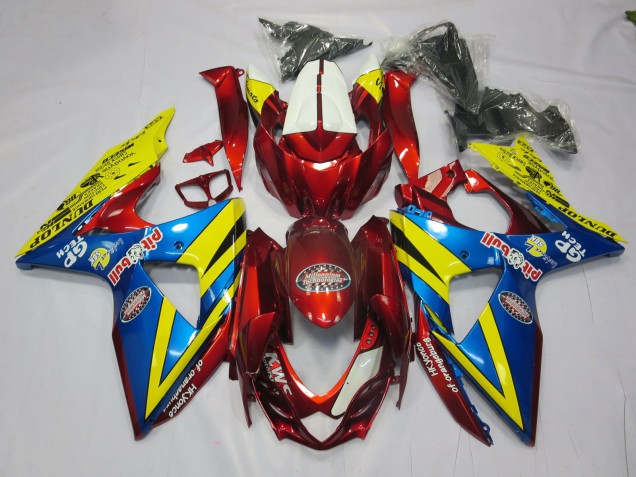 2009-2016 Jaune Rouge & Bleu Suzuki GSXR 1000 Carénage Moto 2009-2016 Jaune Rouge & Bleu Suzuki GSXR 1000 Carénage Moto