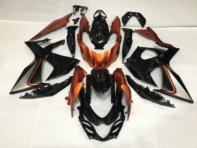 2009-2016 Noir Brillant & Orange Brillant Suzuki GSXR 1000 Carénage Moto 2009-2016 Noir Brillant & Orange Brillant Suzuki GSXR 1000 Carénage Moto