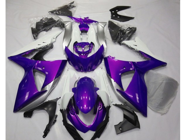 2009-2016 Violet Brillant & Blanc Suzuki GSXR 1000 Carénage Moto 2009-2016 Violet Brillant & Blanc Suzuki GSXR 1000 Carénage Moto