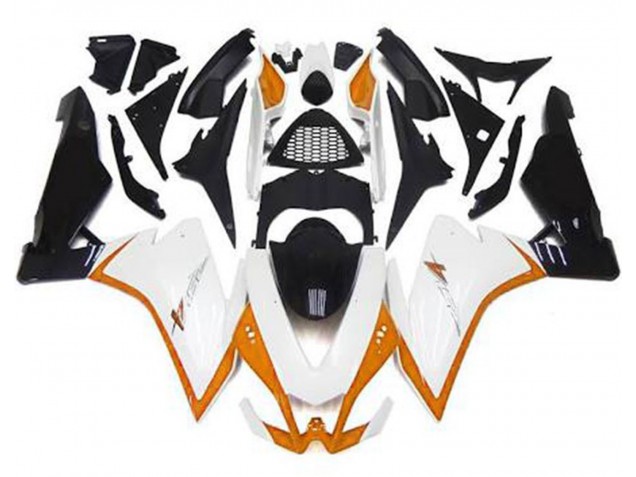 2010-2015 Blanc Brillant & Orange Aprilia RSV4 1000 Carénage Moto 2010-2015 Blanc Brillant & Orange Aprilia RSV4 1000 Carénage Moto