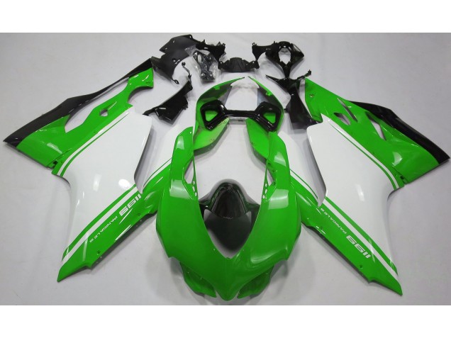 2011-2014 Vert Brillant Blanc & Noir Ducati 1199 Carénage Moto 2011-2014 Vert Brillant Blanc & Noir Ducati 1199 Carénage Moto