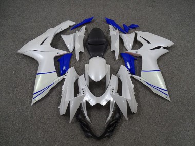 2011-2024 Blanc Nacré & Bleu Foncé Suzuki GSXR 600-750 Carénage Moto